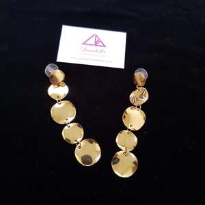 Gold Plated Drop Earrings with Pearl and Tassel Trendy Religious Number Design - Product Image 1