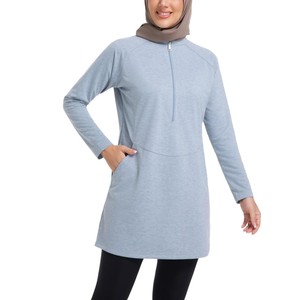 Robe Sweatshirt Modeste à Manches Longues pour Femme, Couleur Unie, Respirante, UPF50+, Vêtement de Fitness et Yoga, Coupe Classique, Écologique, Extensible dans les Quatre Sens - Product Image 5