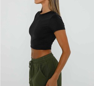 Nuevas camisetas cortas elegantes para mujer, transpirables, de manga corta, suaves, con cuello redondo, informales, deportivas. - Product Image 3