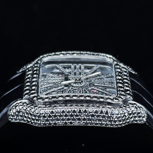 นาฬิกาโครงกระดูกประดับเพชรสีดำแบบพรีเมี่ยมสีดำ VVS Moissanite นาฬิกากลไกสีดำสำหรับใช้ในงานปาร์ตี้ของขวัญ - Product Image 4
