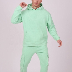 Survêtements personnalisés pour hommes en molleton épais de coton français, sweats à capuche et pantalons, avec logo brodé - Product Image 1