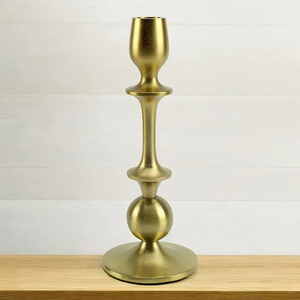 Support de bougie conique en laiton doré mat brossé, élégant centre de table, vente en gros - Product Image 5