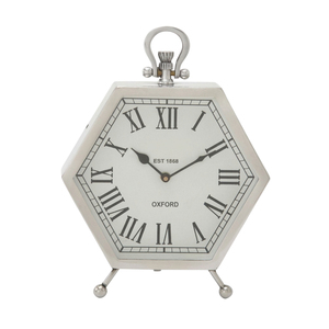 Horloge de table en métal nautique, design ancre et gouvernail, sur pied haut, décoration marine vintage, fournie par le fabricant - Product Image 3