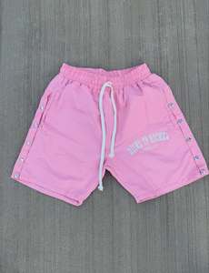 Conjunto de Chaqueta Cortavientos Rosa Transpirable con Logotipo Personalizado y Pantalones Cortos con Botones a Presión, Estilo Hip Hop, Ligero, con Capucha, de Dos Piezas, Ropa Urbana de Verano - Product Image 2