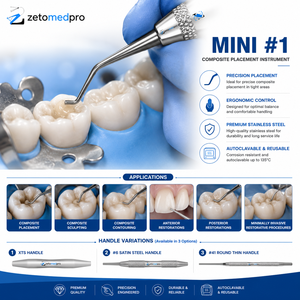 Mini Dental Premium No. Instrumento de Colocación de Composite, Instrumento Restaurador de Acero Inoxidable, OEM Zetomed Pro - Product Image 4