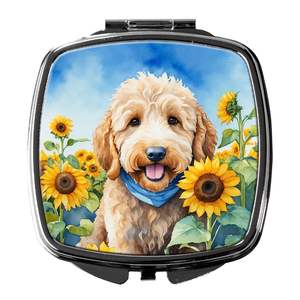 Goldendoodle girasoles compacto plegable de mano espejo de maquillaje de viaje regalo para mujeres y niñas - Product Image 1