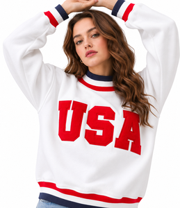 Sudadera de cuello simulado con apliques de letras de gingham personalizados para mujer, de algodón polar oversize, estilo streetwear, casual de invierno - Product Image 5
