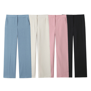 Pantalon en toile 100% coton délavé à l'acide, mi-hauteur, de qualité supérieure, léger, confortable, respirant, avec braguette boutonnée, pour femme, idéal pour le bureau et les occasions décontractées. - Product Image 5