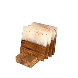 Craftsy Home-Ensemble de sous-verres en résine époxy de qualité avec effet d'océan-Dessous de verre ronds carrés décoratifs en résine époxy - Product Image 1