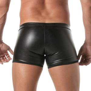 Culotte de bikini en cuir noir à imprimé animalier et dentelle pour homme, style fetish, clubwear, brillante, coupe ajustée, respirante, taille haute, séchage rapide - Product Image 4