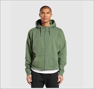 Sudadera con capucha para hombre de alta calidad, extragrande, gruesa, con cremallera, estilo vintage, efecto desgastado por el sol, con lavado ácido. - Product Image 1