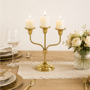 Candelabro de 3 Brazos Dorado, Portavelas Metálico al por Mayor, Centro de Mesa para Decoración de Mesa en Bodas y Fiestas - Product Image 6