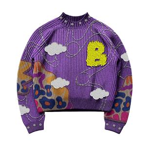 Pull en maille polaire en polyester/coton à impression numérique surdimensionnée unisexe avec logo OEM et ODM personnalisé - Product Image 2