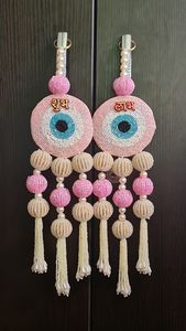 Precioso Amuleto de Ojo Turco de Jaipurios, Colgante de Pared Hecho a Mano con Cuentas, Decoración para el Hogar Shubh Labh, Decoración Festiva - Product Image 2