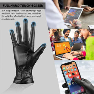 Guantes de piel de oveja SAFETY para mujer, cálidos para invierno, para pantalla táctil, guantes de moda para conducir con forro de lana antiestático sin látex - Product Image 4