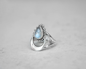 Half Moon Design Moonstone <b>Ring</b> Handmade Gemstone Jewelry <b>Dainty</b> Boho <b>Ring</b> Unique Gift for Women - Product Image 2