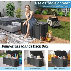 120-Gallon Metal Deck <b>Box</b> with Oxford Fabric <b>Storage</b> Bag <b>Lockable</b> Waterproof Outdoor Patio <b>Storage</b> Built for Convenience - Product Image 6