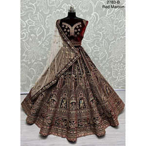 Collections de velours de vêtements de mariée indiens pour la mariée avec le travail de Zarkhan par Fabzone - Product Image 6