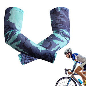 Manchons de bras pour hommes à imprimé numérique, protection UV, rafraîchissants, pour cyclisme et sports de plein air, motif bleu, en Spandex et Polyester - Product Image 3