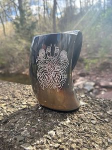 NEHA ENTERPRISES <b>Vintage</b> Horn Mug with Dragon <b>Scale</b> Design Handle Eco-Friendly Wedding Party Drinkware Heat Resistant Beer Cup - Product Image 5