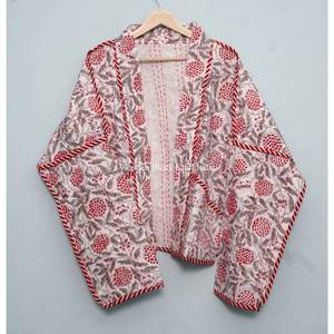 Veste Kantha en pur coton pour femme, faite à la main, imprimée à la main avec motifs floraux, pour l'automne et l'hiver, multicolore, mode ethnique, veste imprimée. - Product Image 6