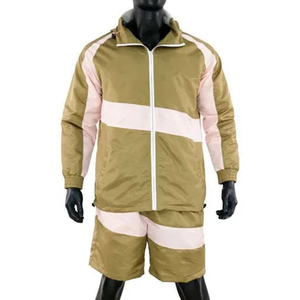 Conjunto corto de chándal de nailon transpirable para hombre, personalizable al por mayor, de corte relajado, resistente al viento, liso, para verano. - Product Image 1