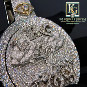 Collar con Colgante de Plata de Ley Bañada en Rodio con Moissanita Estilo Moneda Hip Hop para Hombre, Regalo para Fiestas - Product Image 3