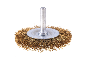 Brosse à fil métallique circulaire haute vitesse en laiton plaqué pour finition des métaux et nettoyage de la rouille, montée sur broche - Product Image 3
