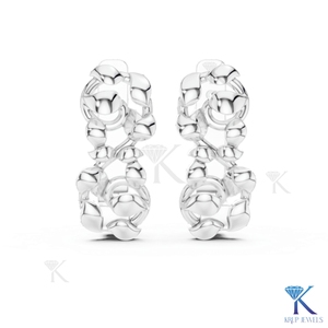 ต่างหูห่วงแบบ Huggie ลายใบไม้ดอกไม้ขัดเงาอย่างหรูหรา ทองคำแท้ 14K เครื่องประดับผู้หญิงคุณภาพสูง KRUP JEWELS - Product Image 5