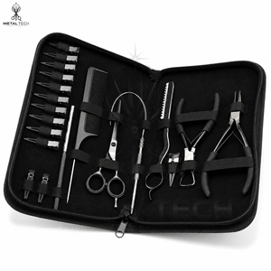 Professional Hair Extension <b>Tools</b> Kit With Pliers, Scissors, Threader, Micro Ring Loop Needle, Hair Clips, Tail Comb & Storage - Product Image 4
