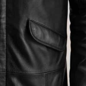 แจ็คเก็ตยีนส์หนังคอตั้งทรงปกติ แฟชั่น unisex  แบบสวมใส่ได้ทุกเพศทุกวัย  ปิดด้วยซิป สีพื้น  เสื้อโค้ทกันน้ำสำหรับฤดูใบไม้ร่วงและฤดูหนาว สไตล์ลำลอง - Product Image 6