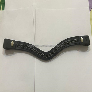 100% Genuine Leather Empty Channel Leather Horse Brow <b>Band</b> Black Large Crystals Customized Bling brow <b>band</b> With <b>Snap</b> Closure - Product Image 2
