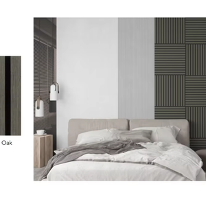 Panneaux muraux acoustiques en bois à lattes, finition placage chêne fumé naturel Akupanel, design graphique personnalisé, vente en gros - Product Image 6