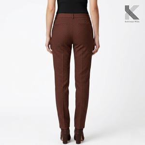 Women Casual Pants Stretch Trousers Dobby Cotton Poly Spandex 215GSM <b>Peach</b> Finish Ladies Pants OEM ODM Bulk Supplier - Product Image 3