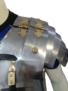 Auténtica Armadura Medieval Romana Lorica Segmentata, Acero Dulce Antiguo con Detalles en Latón, Armadura de Caballero Plateada para Reenactaciones y Cosplay - Product Image 3