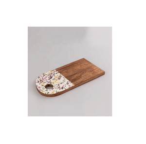 Planche de service en bois de bouleau écologique et antibactérienne, série imprimée Océan, motif coquillages et étoiles de mer, compatible lave-vaisselle - Product Image 4