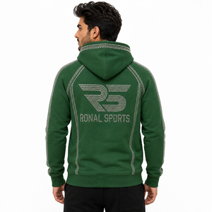 Custom Autumn Oversized Cotton <b>Jacket</b> Crystal Streetwear Baggy Applique Patch Rhinestone Pullover <b>Denim</b> Hoodie for <b>Men</b> - Product Image 4