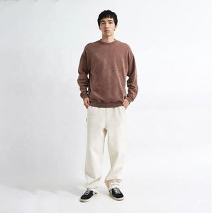 Sudaderas de lana de azufre de lavado ácido de mejor diseño para hombres de peso pesado Sun Faded sudaderas personalizadas de manga larga de gran tamaño - Product Image 1