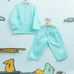 Ipek çocuk uzun kollu pijama mavi mavi rahat bebek kız rahat pijama mavi ev giyim seti vietnamca tarzı 2 parça