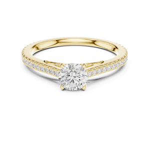 แหวนเพชรทรงกลมทองคำ 14K สำหรับผู้หญิง |   ชุดลำลองสำหรับใส่ทุกวัน |   เพชรที่เพิ่งเพาะเลี้ยง - Product Image 1