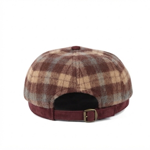 Casquette plate en laine à carreaux unisexe, décontractée, non structurée, style béret, printemps automne, adulte, 56-58CM, logo personnalisé, vente en gros, usine OEM, style newsboy - Product Image 3