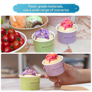 Gobelets à yaourt jetables à double paroi en gros avec couvercles – Gobelets en papier écologiques et recyclables pour crème glacée et yaourt – Vente en gros - Product Image 6