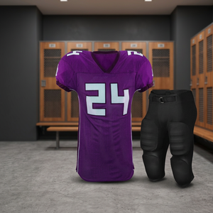 Custom Purple And White American Football Jersey Paired With Black <b>Padded</b> <b>Pants</b>. - Product Image 3