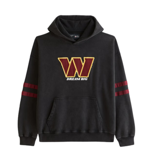 Sweat à capuche unisexe noir personnalisé style universitaire avec manches patchwork, logo lettre, streetwear, 100% coton, molleton surdimensionné, OEM, marque privée - Product Image 4
