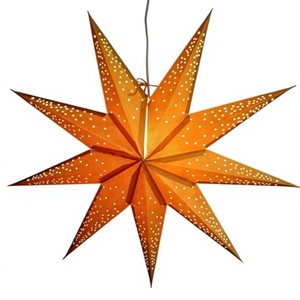 Lampes étoiles en papier indien faites à la main, 9 branches, avec paillettes imprimées, 60 cm, pour décorations de Noël, vente en gros - Product Image 1