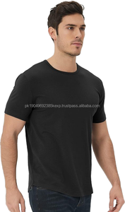 T-shirt basique décontracté pour homme à manches courtes en coton et fibre de bambou, col rond, couleur unie, demi-manches en modal, vente en gros - Product Image 2