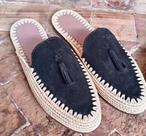 Women's Babouches in Raffia and Genuine Suede Leather – Comfortable Moroccan Handcrafted <b>Shoes</b> - Product Image 2