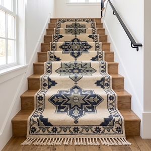 Tapis de couloir géométrique moderne sud-ouest, tissé à la main, avec franges, envers en latex antidérapant, pour salon et hôtel - Product Image 3