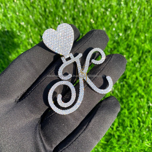 Collier personnalisable en argent 925 avec initiale cursive et pendentif cœur serti de diamants de laboratoire – Cadeau idéal - Product Image 5