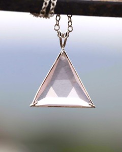 Rose Quartz Pendant Necklace Gold Tone Natural Crystal Gemstone Elegant Fashion Jewelry <b>Gift</b> For Women - Product Image 4
